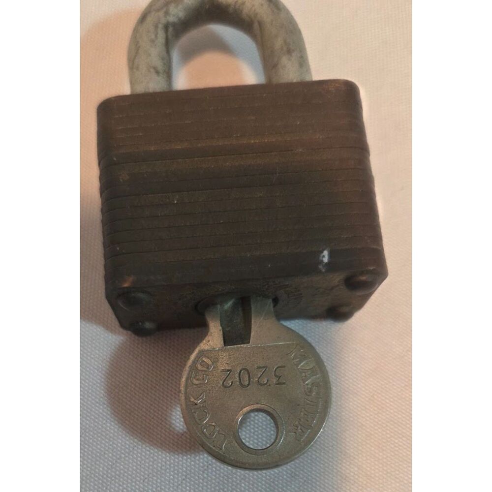 Antique Miller Lock Co Philadelphia No X Brass Padlock 32202 With Key